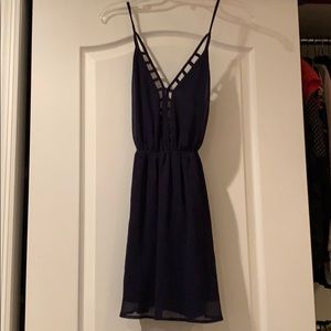 Backless Navy Blue Dress